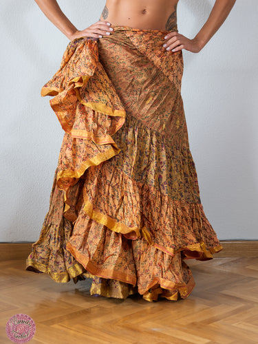 falda tribal ats 25 yardas tornasol  dorado naranja ocre marron