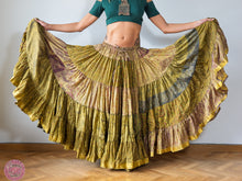 Cargar imagen en el visor de la galería, falda tribal 25 yardas ats fcbd sari tornasol india danza verde