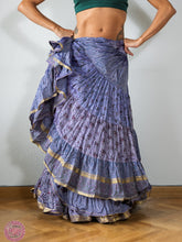 Cargar imagen en el visor de la galería, falda tribal 25 yardas ats fcbd sari tornasol india danza morada lila