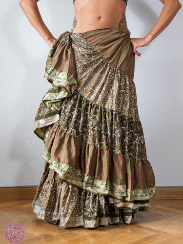 falda 25 yardas ats tribal sari marrón ocre 
