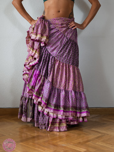 falda tribal 25 yardas ats fcbd sari tornasol india danza especial estampada zingara morada lila rosa 