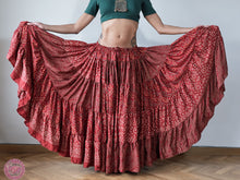 Cargar imagen en el visor de la galería, falda tribal 25 yardas ats fcbd sari tornasol india danza especial estampada zingara assuit rojo roja puntos