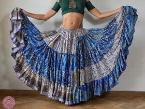 falda tribal 25 yardas ats fcbd sari tornasol india danza especial estampada zingara azul blanca