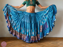 Cargar imagen en el visor de la galería, falda tribal 25 yardas ats fcbd sari tornasol india danza especial estampada zingara