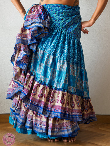 falda tribal 25 yardas ats fcbd sari tornasol india danza especial estampada zingara azul kashmir 