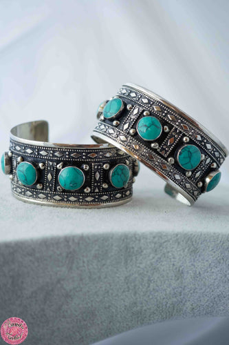 BRAZALETE AFGANO CON PIEDRAS COLOR TURQUESA