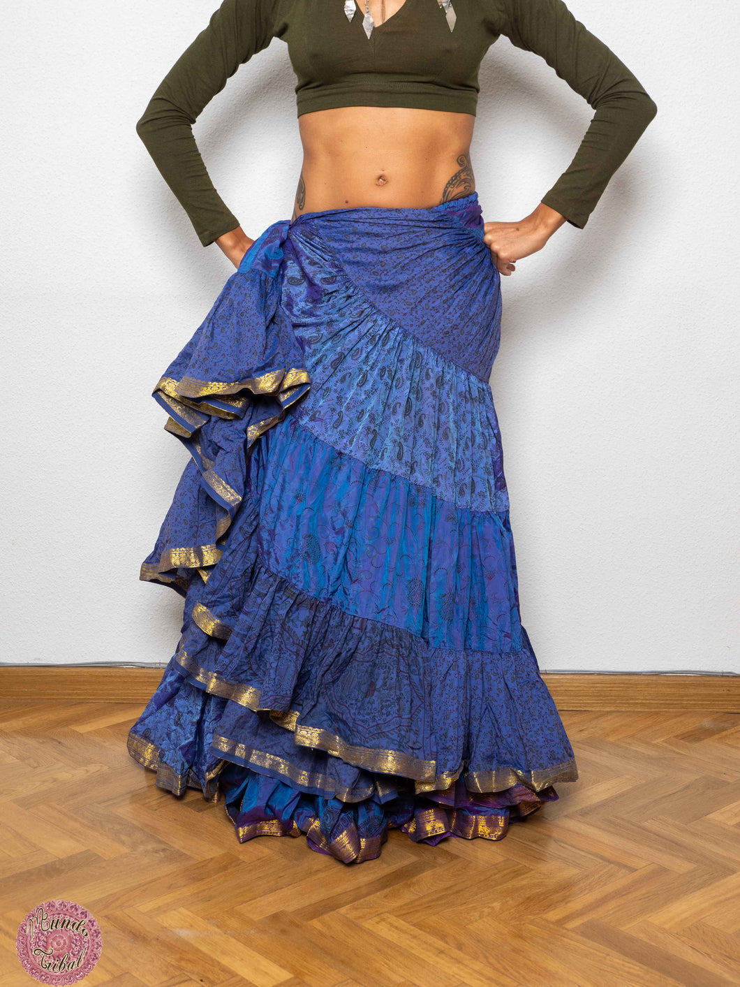 FALDA 25 YARDAS SARI TORNASOL - AZUL PROFUNDO