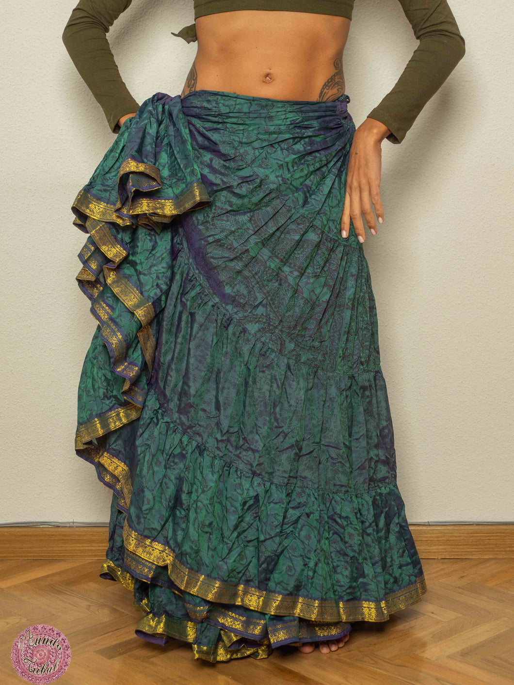 FALDA 25 YARDAS SARI TORNASOL - VERDE MORADA