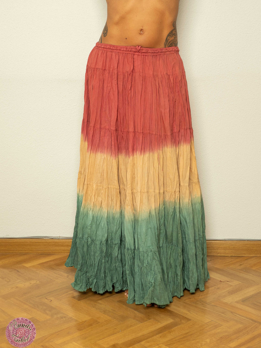 FALDA DE ALGODÓN DEGRADADA DE 20 YARDAS - ROJO AMARILLO VERDE