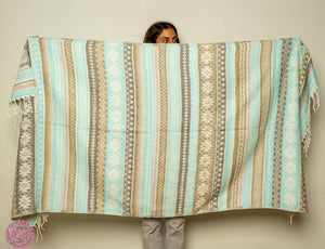PASHMINA O FULAR INVIERNO - AZUL CELESTE Y BEIGE