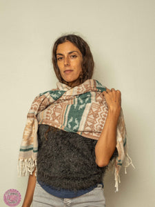 PASHMINA O FULAR INVIERNO - CANELA Y VERDE