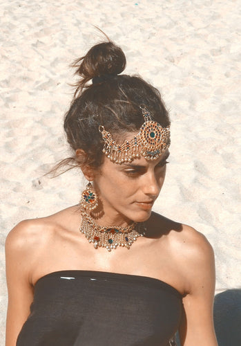 PACK HINDÚ: TOCADO + GARGANTILLA + PENDIENTES