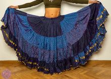 Cargar imagen en el visor de la galería, FALDA 25 YARDAS SARI TORNASOL - AZUL MORADO DOBLE RIBETE