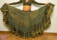 Cargar imagen en el visor de la galería, FALDA 25 YARDAS SARI TORNASOL - VERDE DOBLE RIBETE