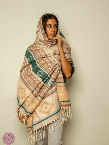 PASHMINA O FULAR INVIERNO - CANELA Y VERDE