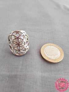 anillo flor de la vida plata