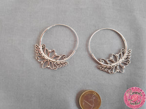 pendientes aro plata flor loto hindú hippies étnicos