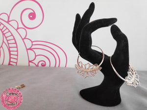 PENDIENTES ARO FLOR DE LOTO - PLATA 925