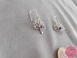 pendientes plata flor loto hippie elegante niña