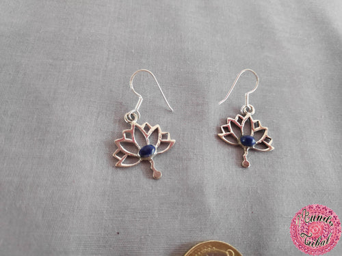 pendientes plata flor loto hippie elegante niña