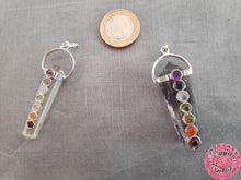 Cargar imagen en el visor de la galería, colgante péndulo plata chakras cuarzo blanco amatista
