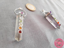 Cargar imagen en el visor de la galería, colgante péndulo plata chakras cuarzo blanco amatista