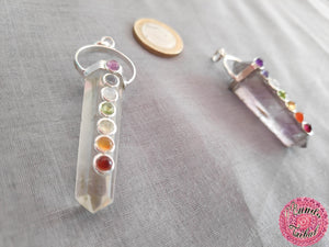 colgante péndulo plata chakras cuarzo blanco amatista