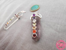 Cargar imagen en el visor de la galería, colgante péndulo plata chakras cuarzo blanco amatista