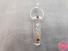 Cargar imagen en el visor de la galería, colgante péndulo plata chakras cuarzo blanco 