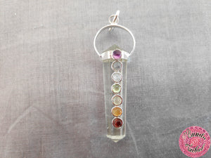 colgante péndulo plata chakras cuarzo blanco 
