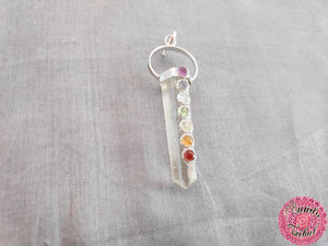 colgante péndulo plata chakras cuarzo blanco 