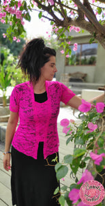 KEBAYA FUCSIA - MANGA CORTA