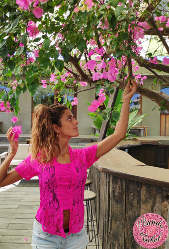 KEBAYA FUCSIA - MANGA CORTA